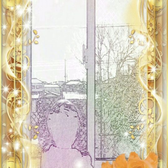金縁 窓辺の Android スマホ 壁紙