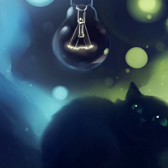 猫電球黒の Android スマホ 壁紙
