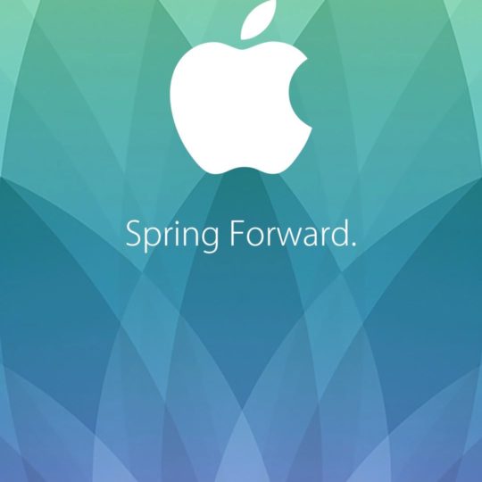 Appleロゴ春イベント緑青紫 spring forward.の Android スマホ 壁紙