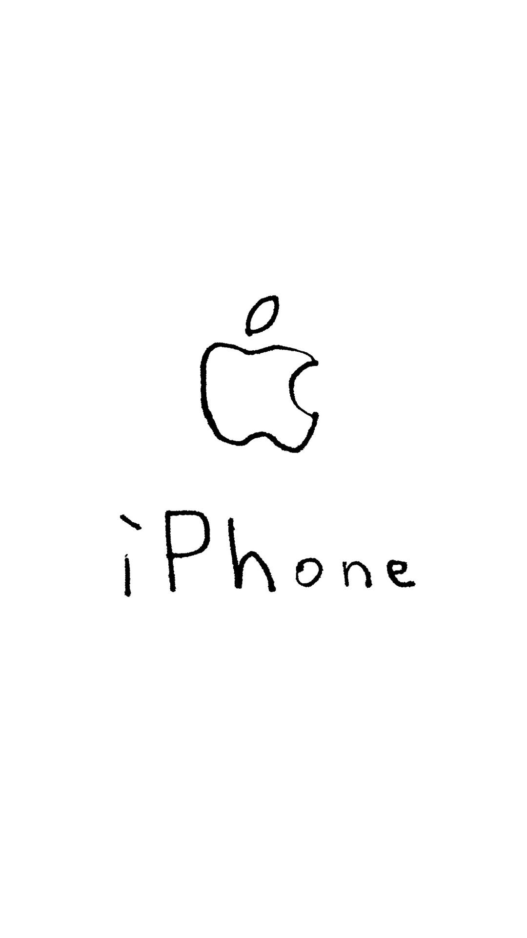 イラストAppleロゴiPhone白 | wallpaper.sc スマホ壁紙