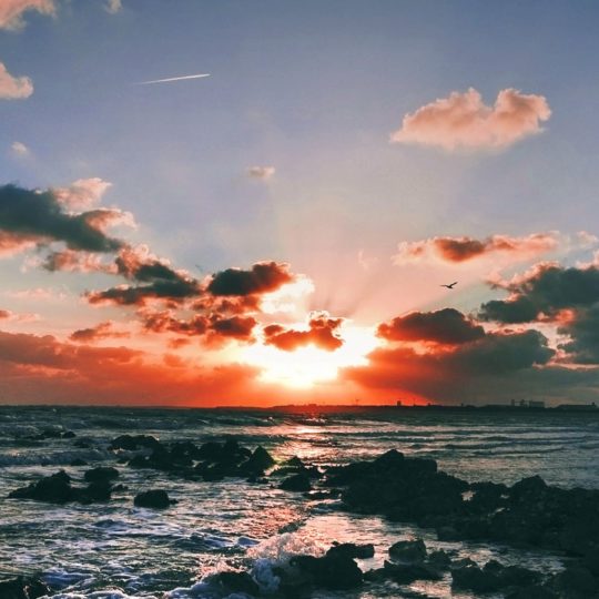 風景海空夕暮れの Android スマホ 壁紙