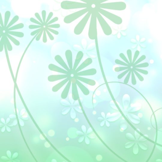緑葉花白可愛いの Android スマホ 壁紙