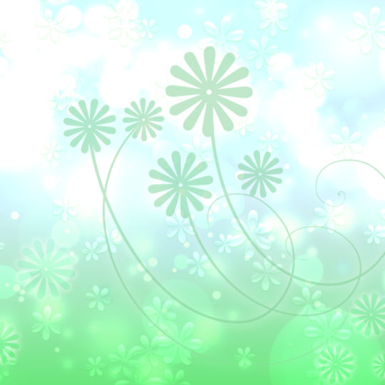 緑葉花白可愛いの Android スマホ 壁紙
