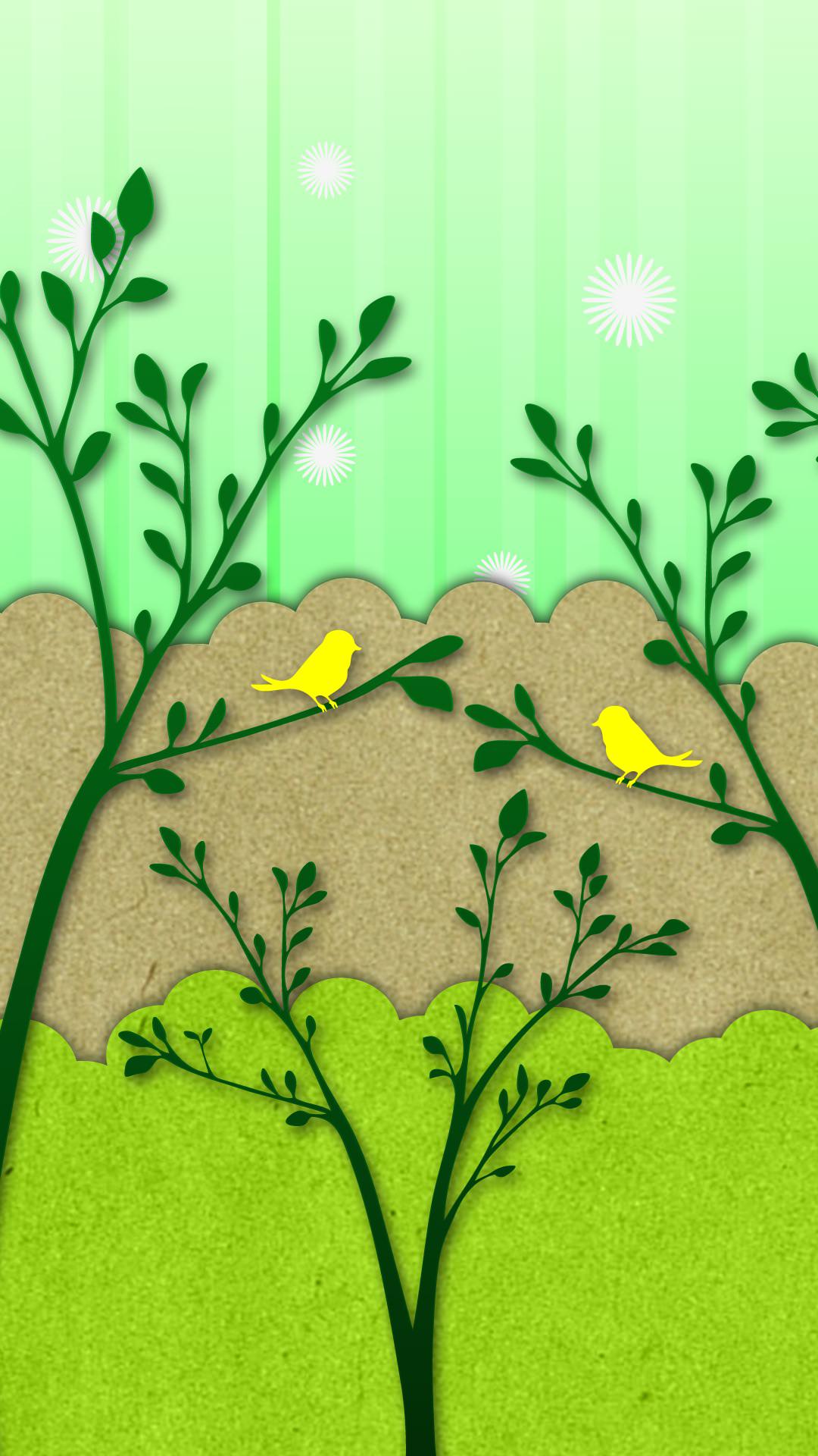 Bird Illustration Green Yellow Wallpaper Sc Smartphone