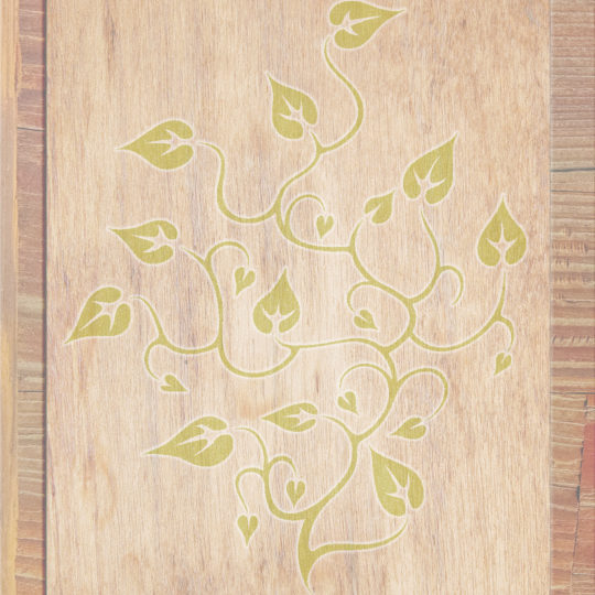 Wood grain leaves Brown yellow green Android SmartPhone Wallpaper