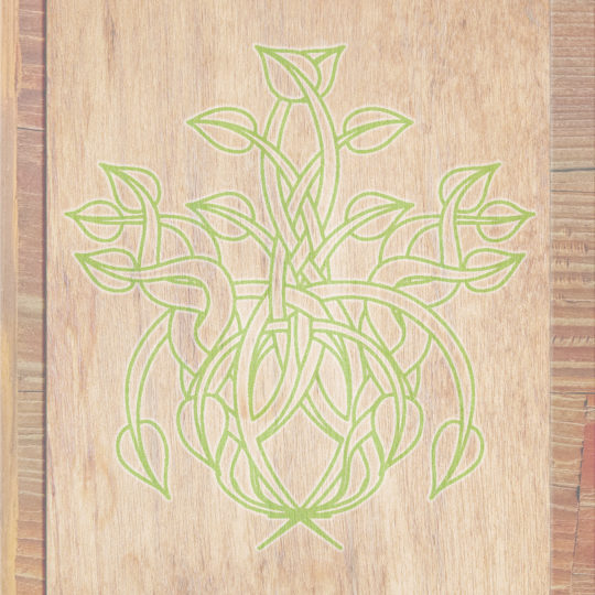Wood grain leaves Brown green Android SmartPhone Wallpaper