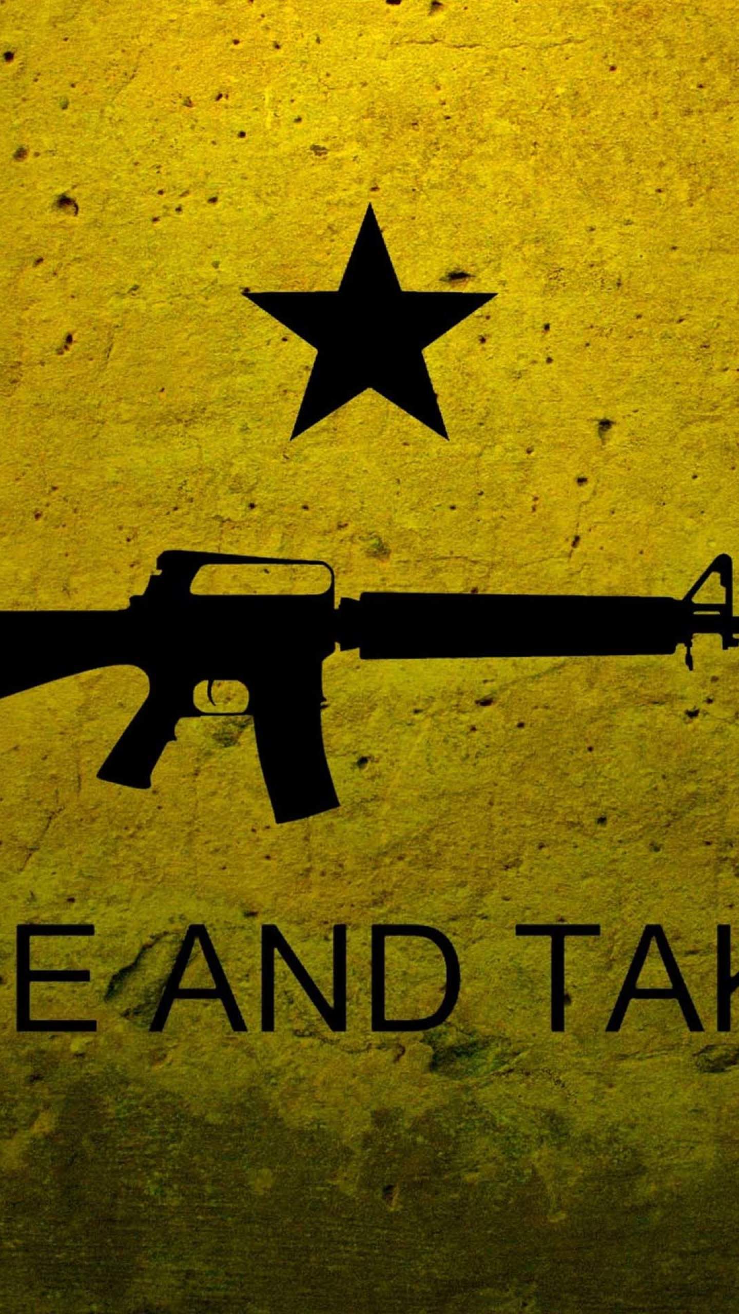 Illustration yellow black gun | wallpaper.sc SmartPhone