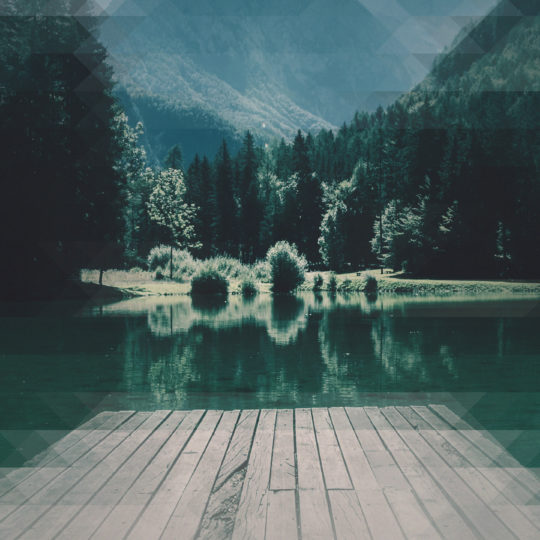 Landscape lake pier mountain patina Android SmartPhone Wallpaper