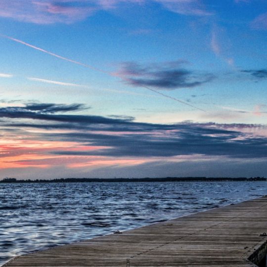 Landscape pier sea sunset Android SmartPhone Wallpaper