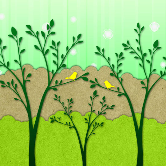 Bird illustration green yellow Android SmartPhone Wallpaper