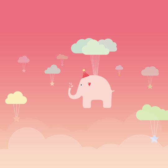 Cute peach illustration elephant Android SmartPhone Wallpaper