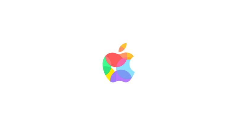 Apple logo colorful white Desktop PC / Mac Wallpaper