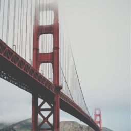 Landscape suspension bridge red iPad / Air / mini / Pro Wallpaper