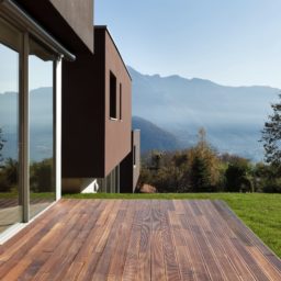 Landscape brown house terrace green iPad / Air / mini / Pro Wallpaper