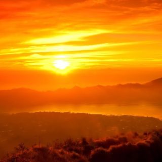 Landscape sunset orange iPhone4s Wallpaper