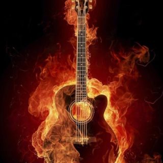Cool guitar flame iPhone4s Wallpaper