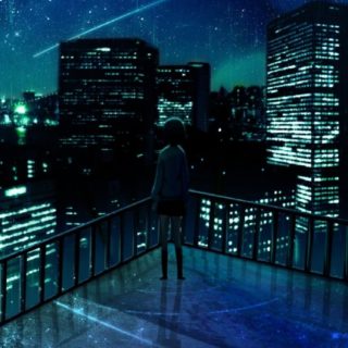Blue night landscape character iPhone5s / iPhone5c / iPhone5 Wallpaper