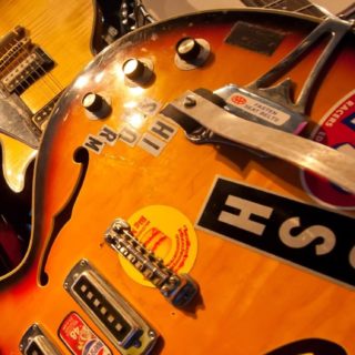 Landscape orange guitar iPhone5s / iPhone5c / iPhone5 Wallpaper