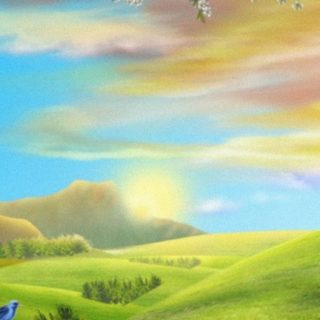 Grassland green landscape iPhone5s / iPhone5c / iPhone5 Wallpaper