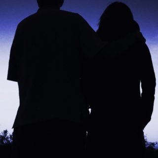 Chara couple silhouette black iPhone5s / iPhone5c / iPhone5 Wallpaper