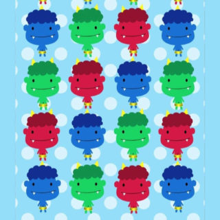 Cute shelf Chara demon red, green, and blue iPhone5s / iPhone5c / iPhone5 Wallpaper