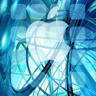 Apple logo shelf cool blue green iPhone5s / iPhone5c / iPhone5 Wallpaper