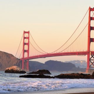 Landscape suspension bridge sea iPhone5s / iPhone5c / iPhone5 Wallpaper
