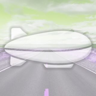 Landscape road airship Yellow green iPhone5s / iPhone5c / iPhone5 Wallpaper