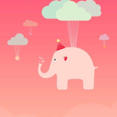 Cute peach illustration elephant iPhone6s / iPhone6 Wallpaper