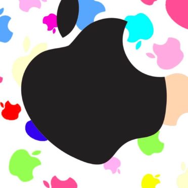 Apple logo colorful women for black iPhone6s / iPhone6 Wallpaper