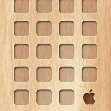 Shelf wooden board brown yellow Apple logo iPhone6s / iPhone6 Wallpaper