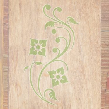 Wood grain leaves Brown green iPhone6s / iPhone6 Wallpaper