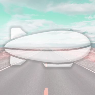 Landscape road airship light blue iPhone6s / iPhone6 Wallpaper