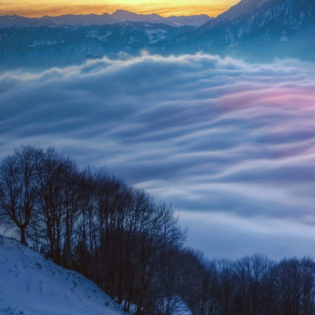 Snowy mountain landscape night iPhone6s Plus / iPhone6 Plus Wallpaper