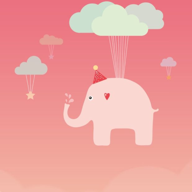 Cute peach illustration elephant iPhone6s Plus / iPhone6 Plus Wallpaper