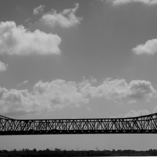 Landscape Kukai Bridge black and white clouds iPhone6s Plus / iPhone6 Plus Wallpaper
