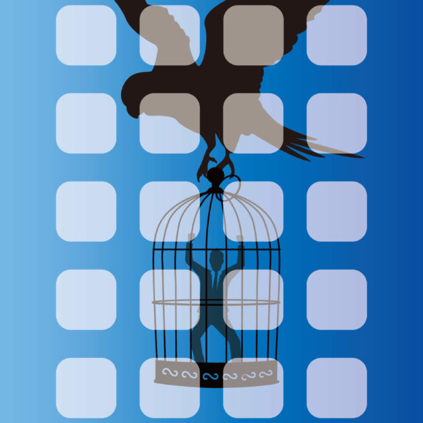 Shelf blue birdcage iPhone6s Plus / iPhone6 Plus Wallpaper