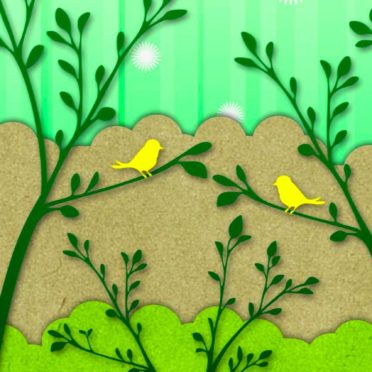 Bird illustration green yellow iPhone7 Wallpaper