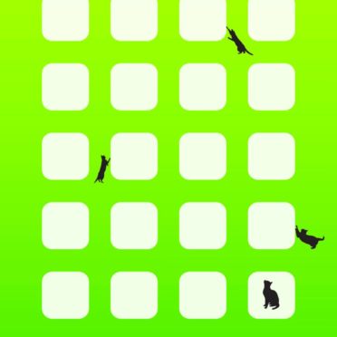 Illustration green cat shelf iPhone7 Wallpaper