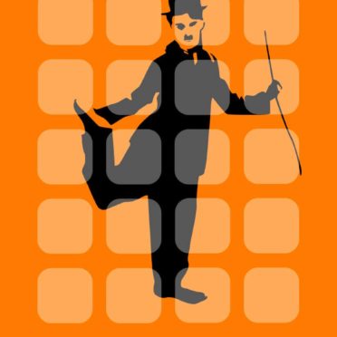 Shelf Chaplin illustrations orange iPhone7 Wallpaper