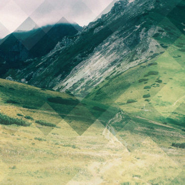 Landscape meadow mountain green blue black iPhone7 Wallpaper