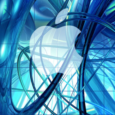 Apple logo shelf cool blue iPhone7 Wallpaper