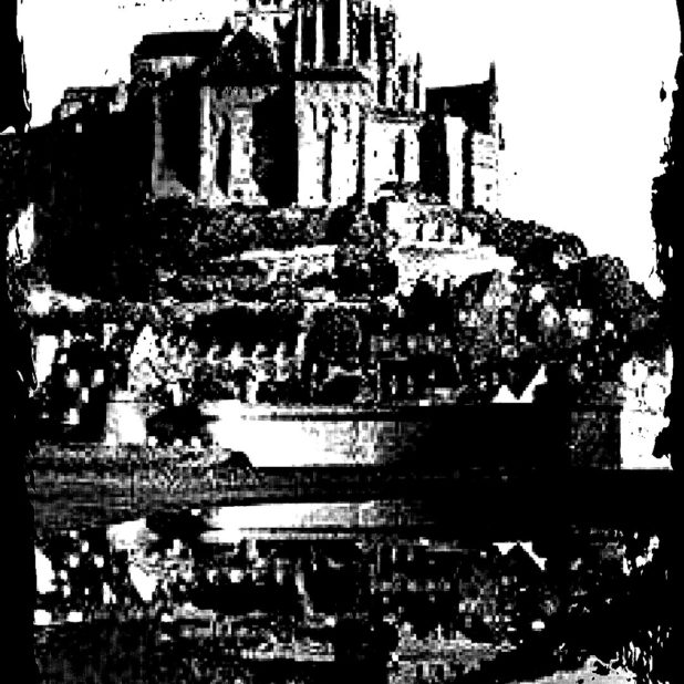 Mont Saint Michel Black and White iPhone7 Plus Wallpaper