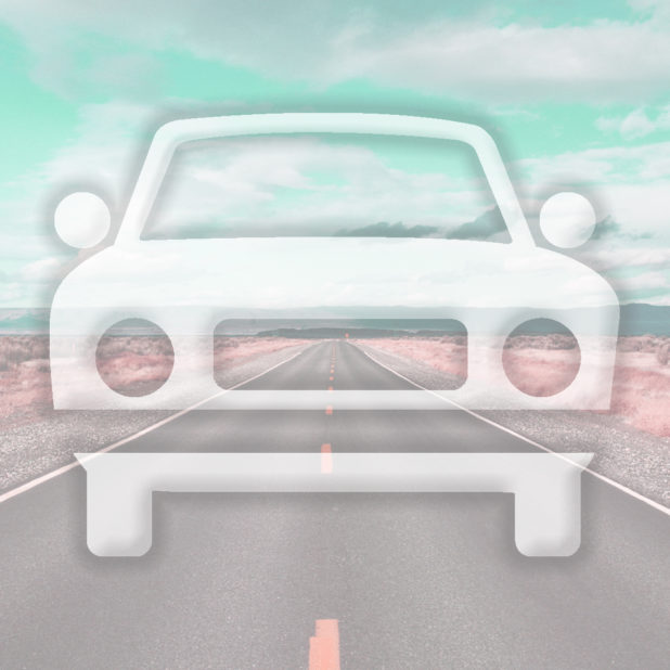 Landscape car road light blue iPhone7 Plus Wallpaper