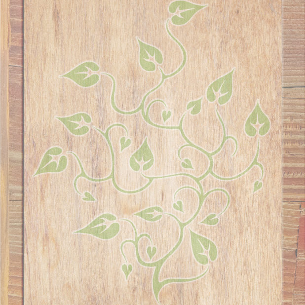 Wood grain leaves Brown green iPhone7 Plus Wallpaper