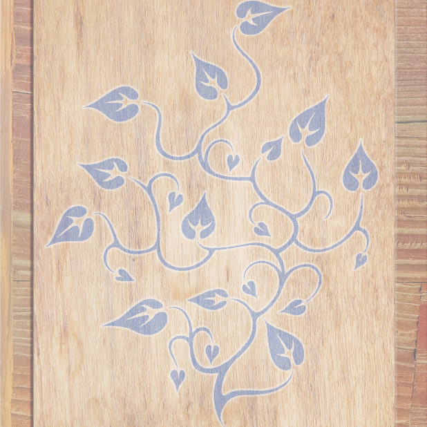 Wood grain leaves Brown Blue Purple iPhone7 Plus Wallpaper