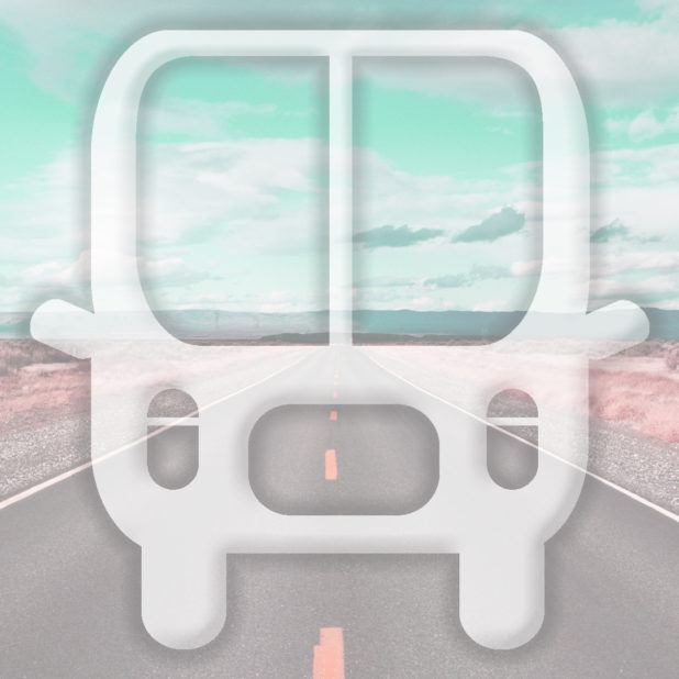 Landscape road bus light blue iPhone7 Plus Wallpaper