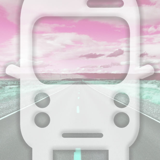 Landscape road bus Red iPhone7 Plus Wallpaper
