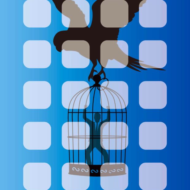 Shelf blue birdcage iPhone7 Plus Wallpaper