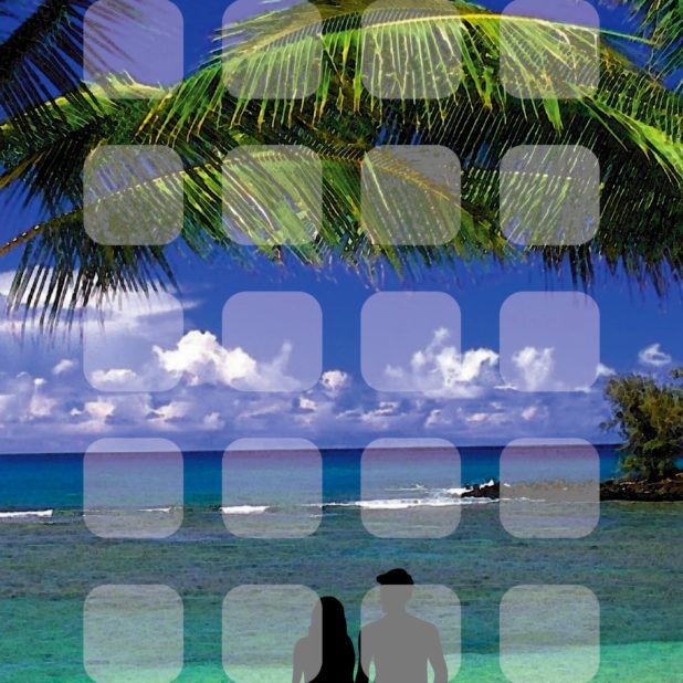 Landscape  sea  shelf  couple iPhone7 Plus Wallpaper